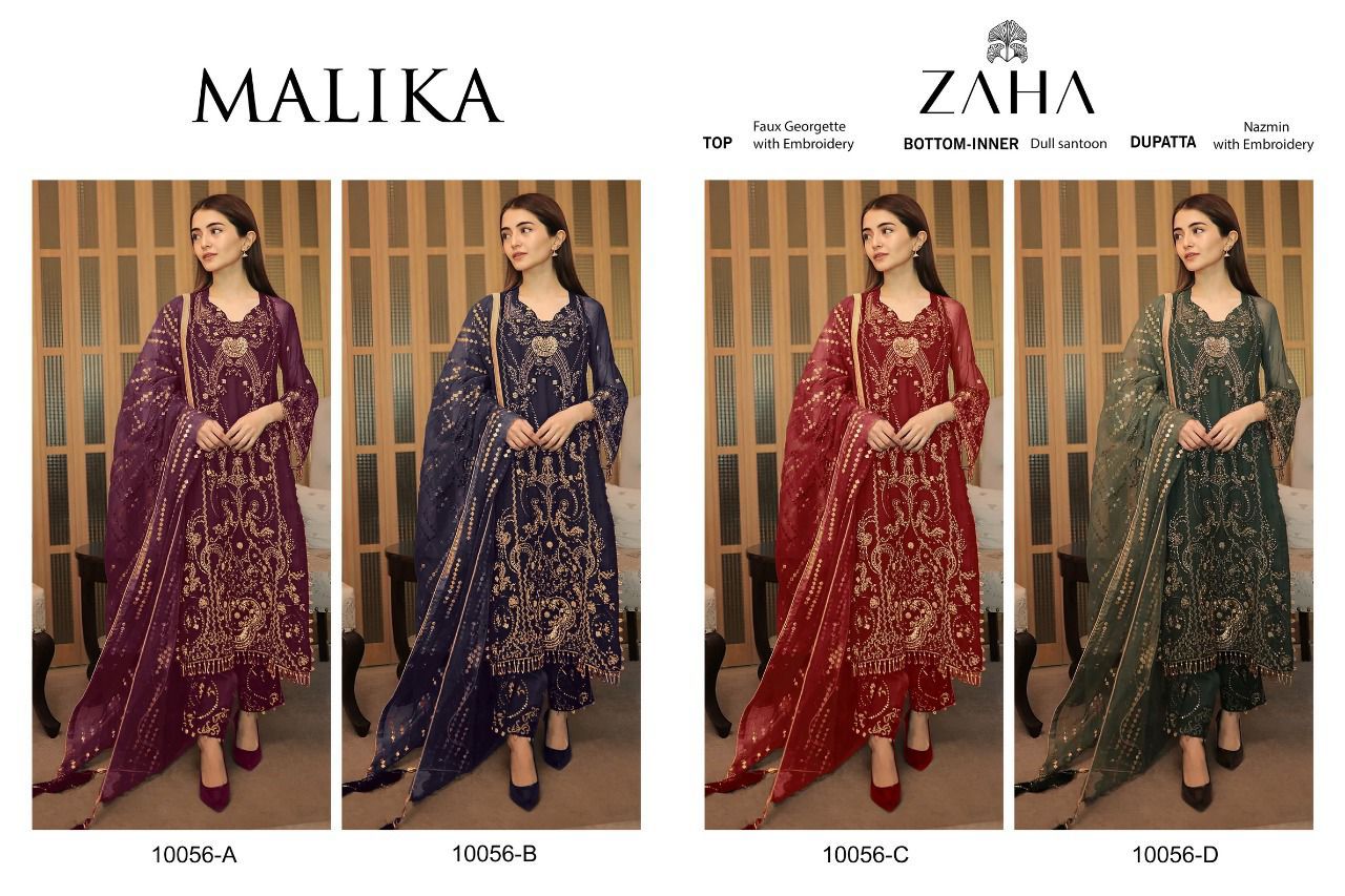 Zaha Mallika 10056 Georgette Pakistani Suits Catalog
